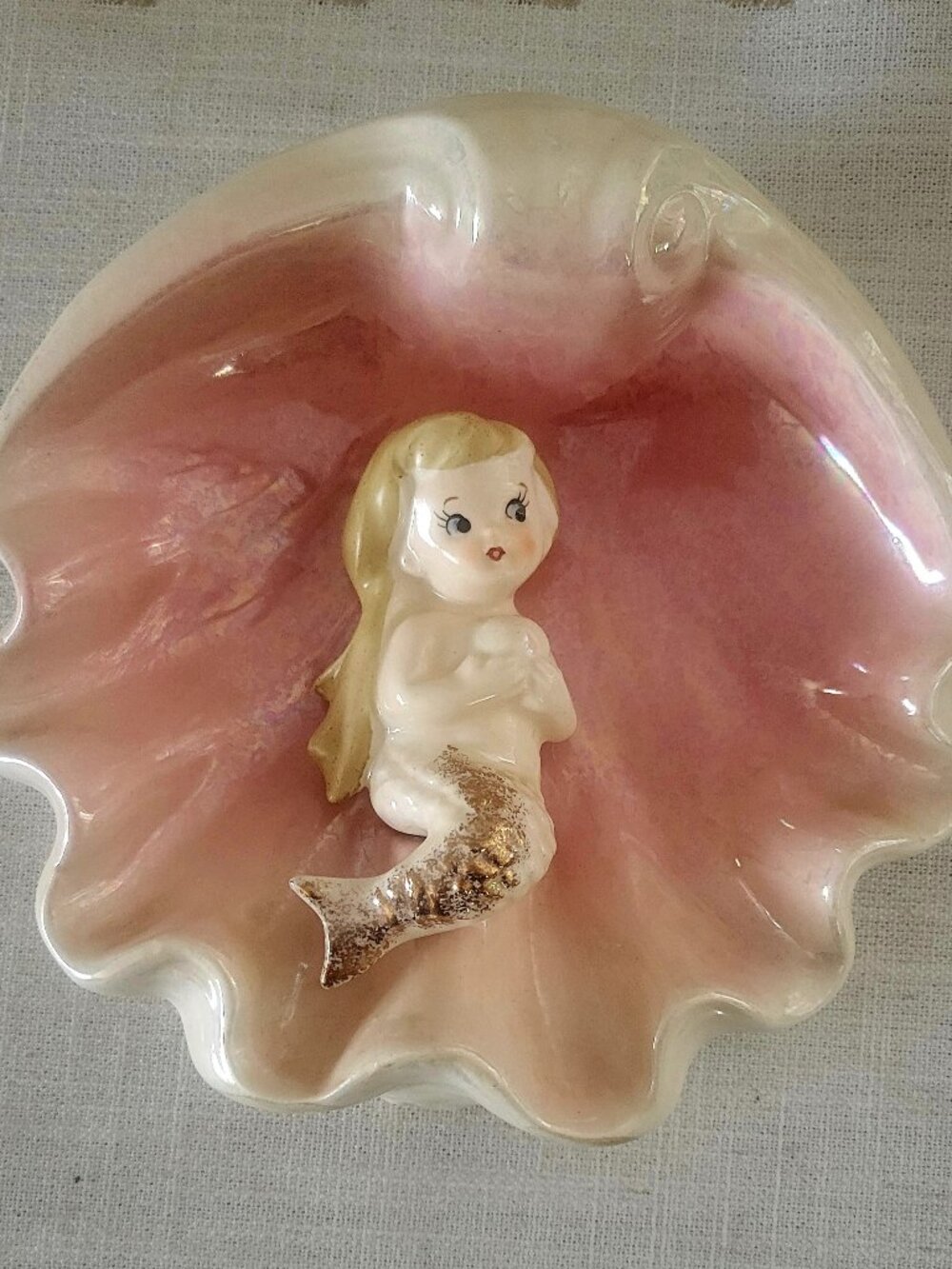Vintage 1950s Kitschy Norcrest Mermaid on Seashell Wall Hanging P-35